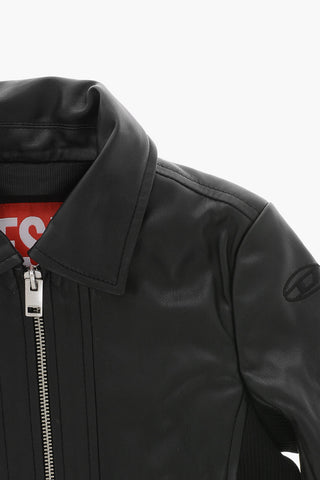 Jacke aus veganem Leder JLSASK mit Rippen-Details