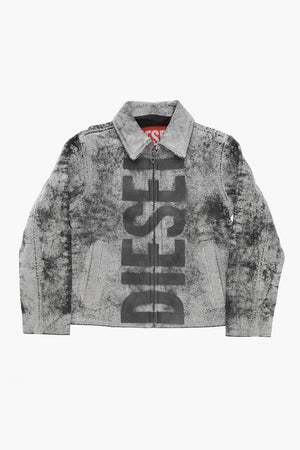 Cracked Leather Jacket JLPYLONA With Maxi Logo Print