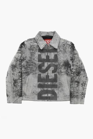 Cracked Leather Jacket JLPYLONA With Maxi Logo Print