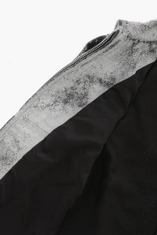Cracked Leather Jacket JLPYLONA With Maxi Logo Print