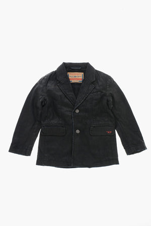 Coated Cotton Jacket with Logo Buttons