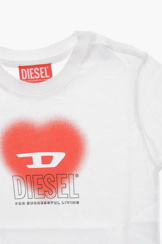 Cotton Crewneck T-Shirt TCUORE with Faded Print