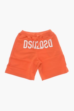 Brushed Cotton Shorts with Printed Logo