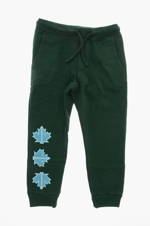 Joggers in Cotone Garzato con Stampa Foglie d'Acero