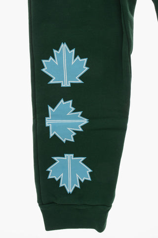 Jogginghose aus angerauter Baumwolle mit Ahornblatt-Print