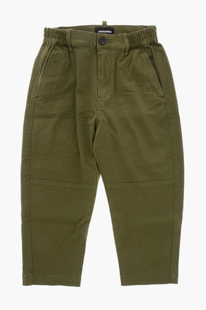 Pantaloni in Cotone Stretch a Tinta Unita