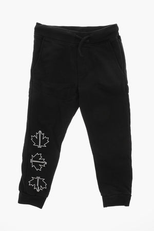 Joggers in Cotone Garzato con Stampa Foglie d'Acero