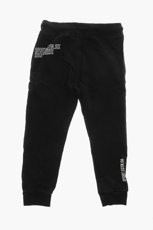 Joggers in Cotone Garzato con Stampa Foglie d'Acero