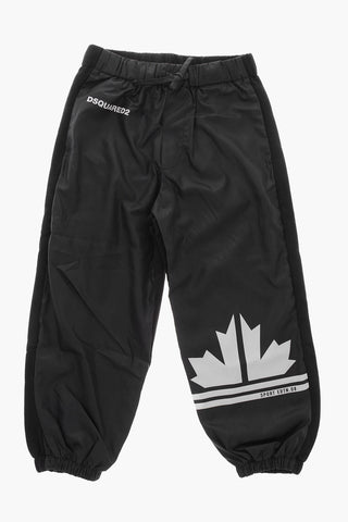 Solid-Color Cotton and Nylon Pants With Contrast Logo