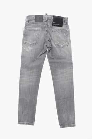 Jeans Slim Fit in Denim Stretch Effetto Vintage