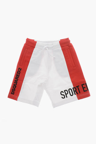 Zweifarbige Shorts aus gebürsteter Baumwolle