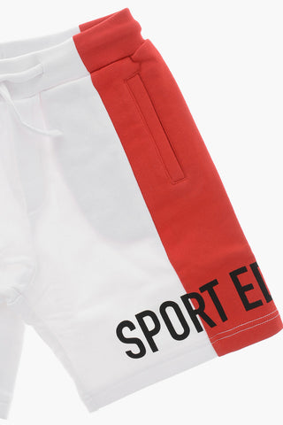 Zweifarbige Shorts aus gebürsteter Baumwolle