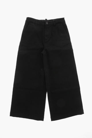 Stretch Cotton Wide-Leg Pants