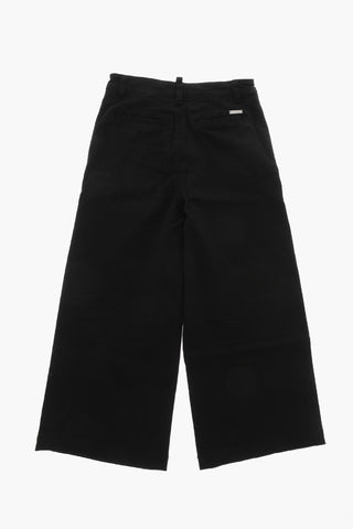 Stretch Cotton Wide-Leg Pants