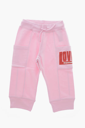 Solid-Color Joggers with Love Dsquared Print