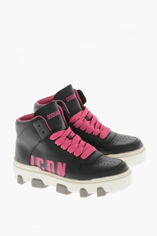 ICON Hohe Sneaker BASKET Aus Leder Mit Verblasstem Monogramm