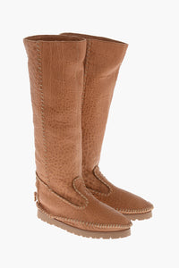 Vintage-Effect Leather Boots CAMPING