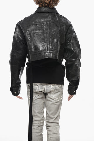 DRKSHDW Cropped-Fit Jacket JUMBO WORKER in Coated Denim