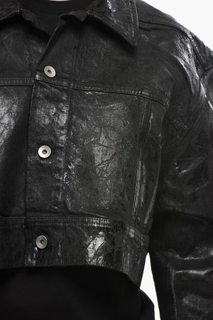 DRKSHDW Cropped-Fit Jacket JUMBO WORKER in Coated Denim