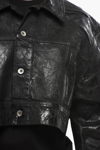 DRKSHDW Cropped-Fit Jacket JUMBO WORKER in Coated Denim