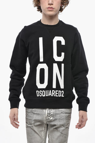 ICON Felpa Girocollo COOL FIT in Cotone Felpato con Stampa a Contrasto