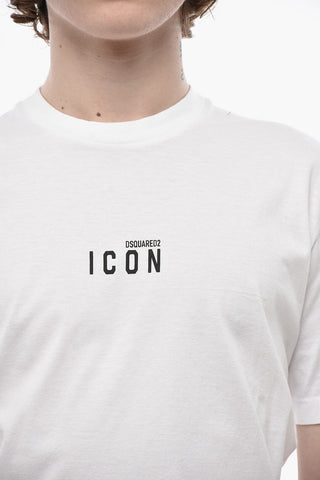 Rundhals-Baumwoll-T-Shirt ICON mit kontrastierendem Logo