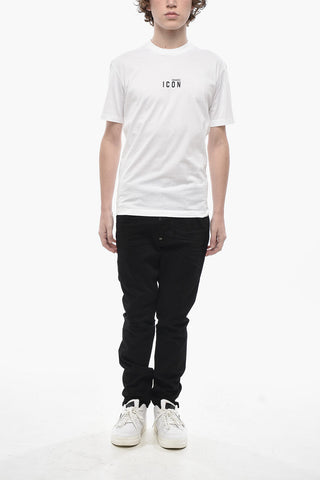 Rundhals-Baumwoll-T-Shirt ICON mit kontrastierendem Logo