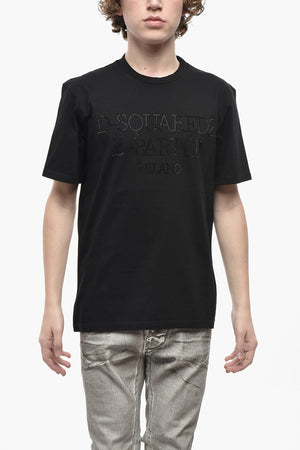 Rundhals-T-Shirt aus Baumwolle mit Kristall-Logo
