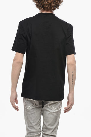 Rundhals-T-Shirt aus Baumwolle mit Kristall-Logo