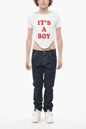 Crop Top IT'S A BOY in Cotone