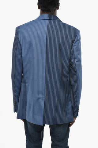Virgin Wool Pinstripe Blazer with Flap Pockets