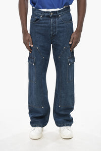 Cargo-Jeans Straight Fit aus Denim in dunkler Waschung 24 cm