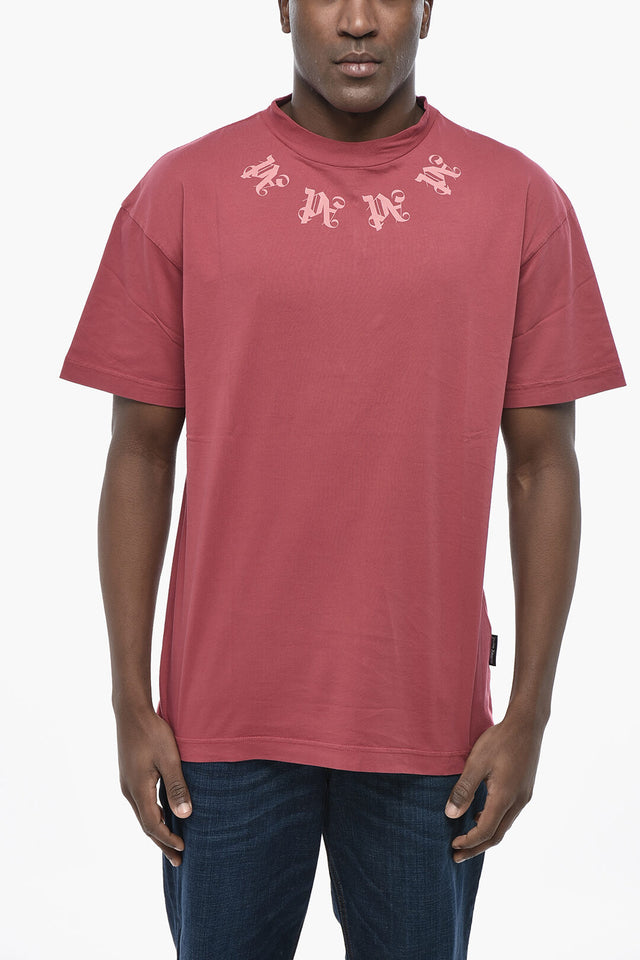 Palm Angels – Cotton Crew Neck T-Shirt STATEMENT MONOGRAM – Men ...