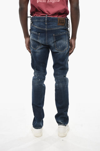 RAW 슬림 핏 진 다크 워시 레이스업 디자인 17cm