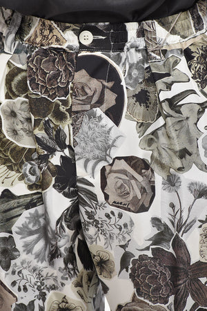 Silk Shorts With Floral Print And Single Pleat