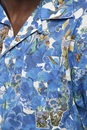 Camicia Bowling in Cotone con Motivo Floreale