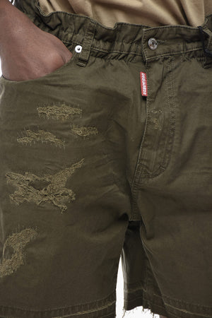 5-Taschen-Shorts aus Baumwolle im Distressed-Look