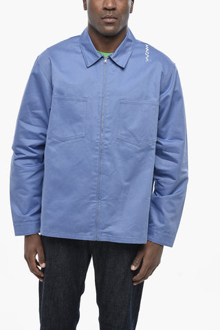 Cotton Gabardine Overshirt with Full Zip