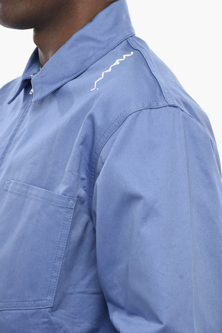 Cotton Gabardine Overshirt with Full Zip