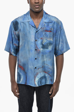 Printed Silk Bowling Shirt with Pocket
