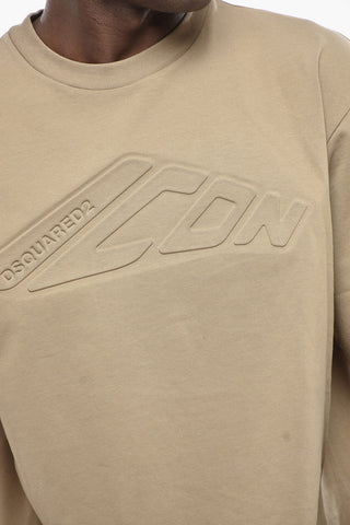 T-Shirt in Cotone ICON con Logo in Rilievo