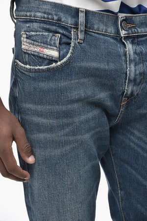 Jeans 2019 D- STRUKT Slim Fit con Bottone Logato 16cm L34