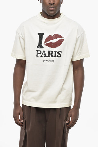 T-Shirt mit Rundhalsausschnitt I LOVE PARIS aus Baumwolle