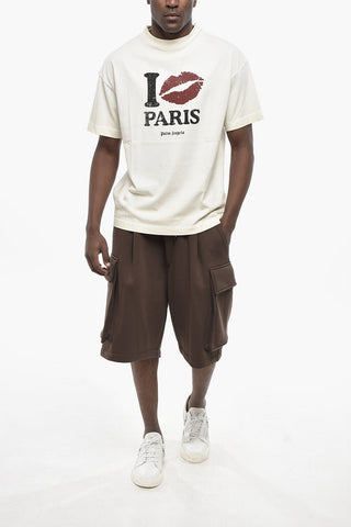 T-Shirt mit Rundhalsausschnitt I LOVE PARIS aus Baumwolle