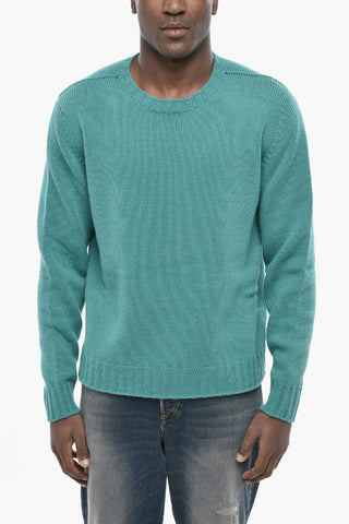 Rundhalspullover CURVED LOGO aus Wollmischung