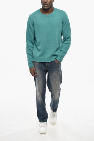 Rundhalspullover CURVED LOGO aus Wollmischung