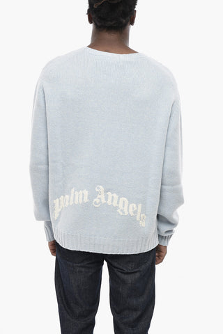 Rundhalspullover CURVED LOGO aus Wollmischung