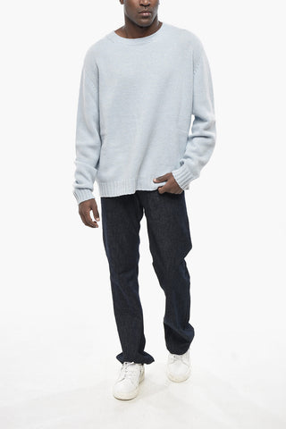 Rundhalspullover CURVED LOGO aus Wollmischung