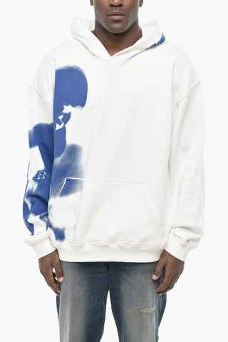 Kapuzensweatshirt aus angerauter Baumwolle S-BOXT-HOOD-N4 mit Farbverlauf-Print