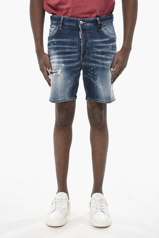 Denim Delavè 숏츠 스플래터 효과